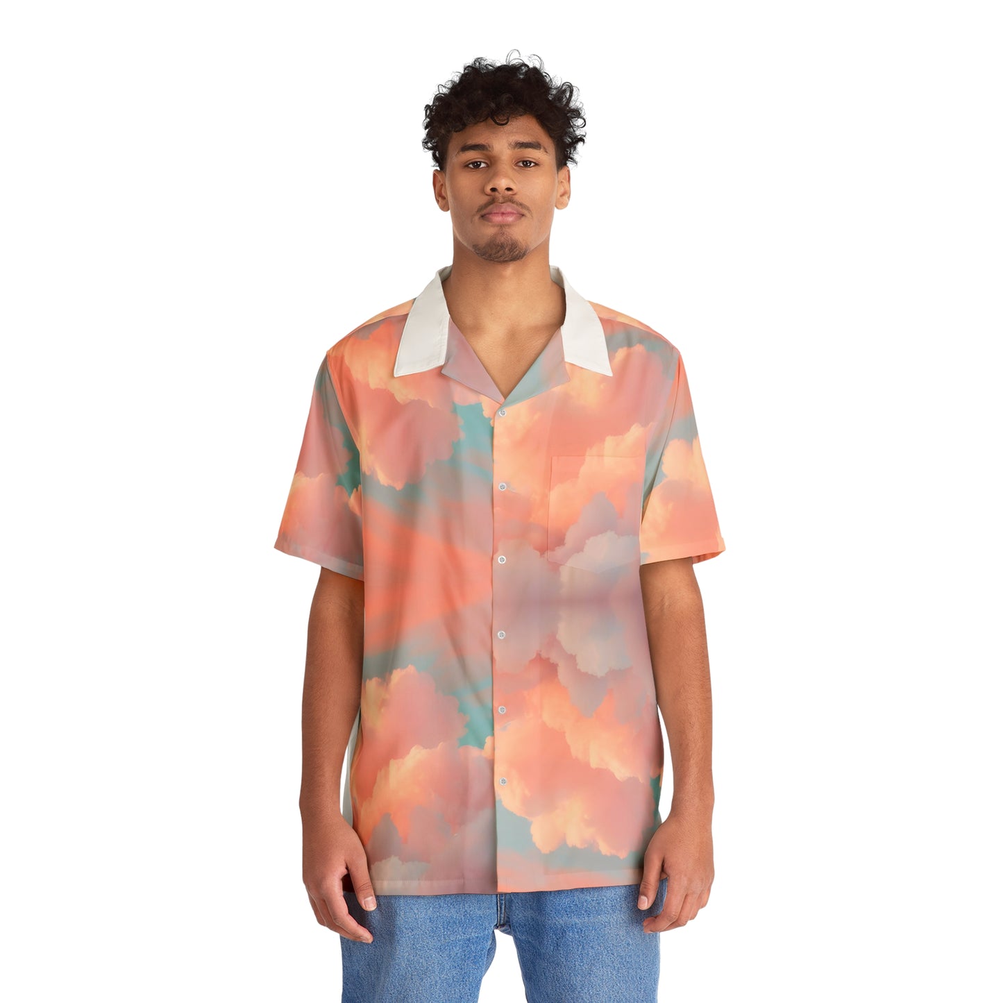 Bula Shirt Men's Pink Blue Sky Print